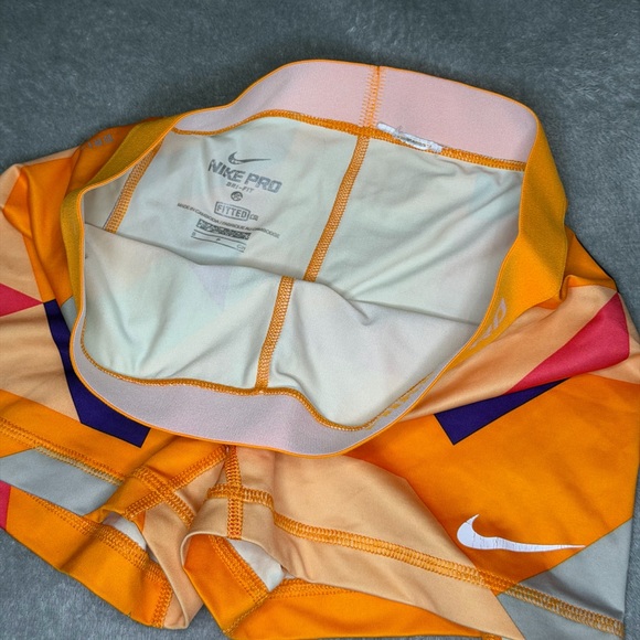 Nike Pro Orange Shorts with Geometric Design - Picture 2 of 3